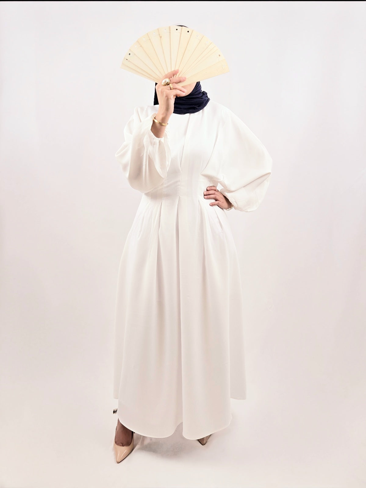 Robe Abaya Ahlam Plissé Blanc