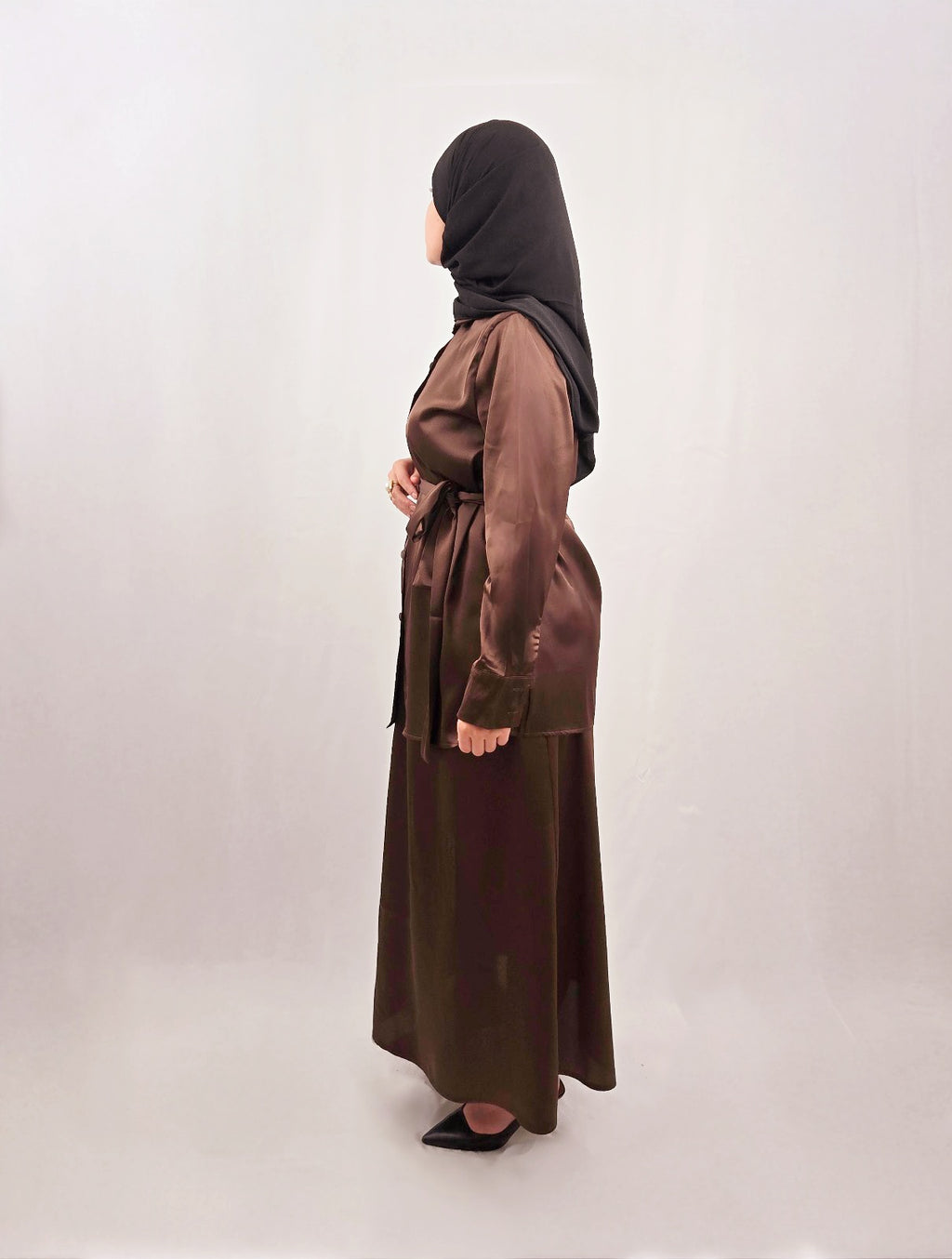 Abaya Joud Satin Marron