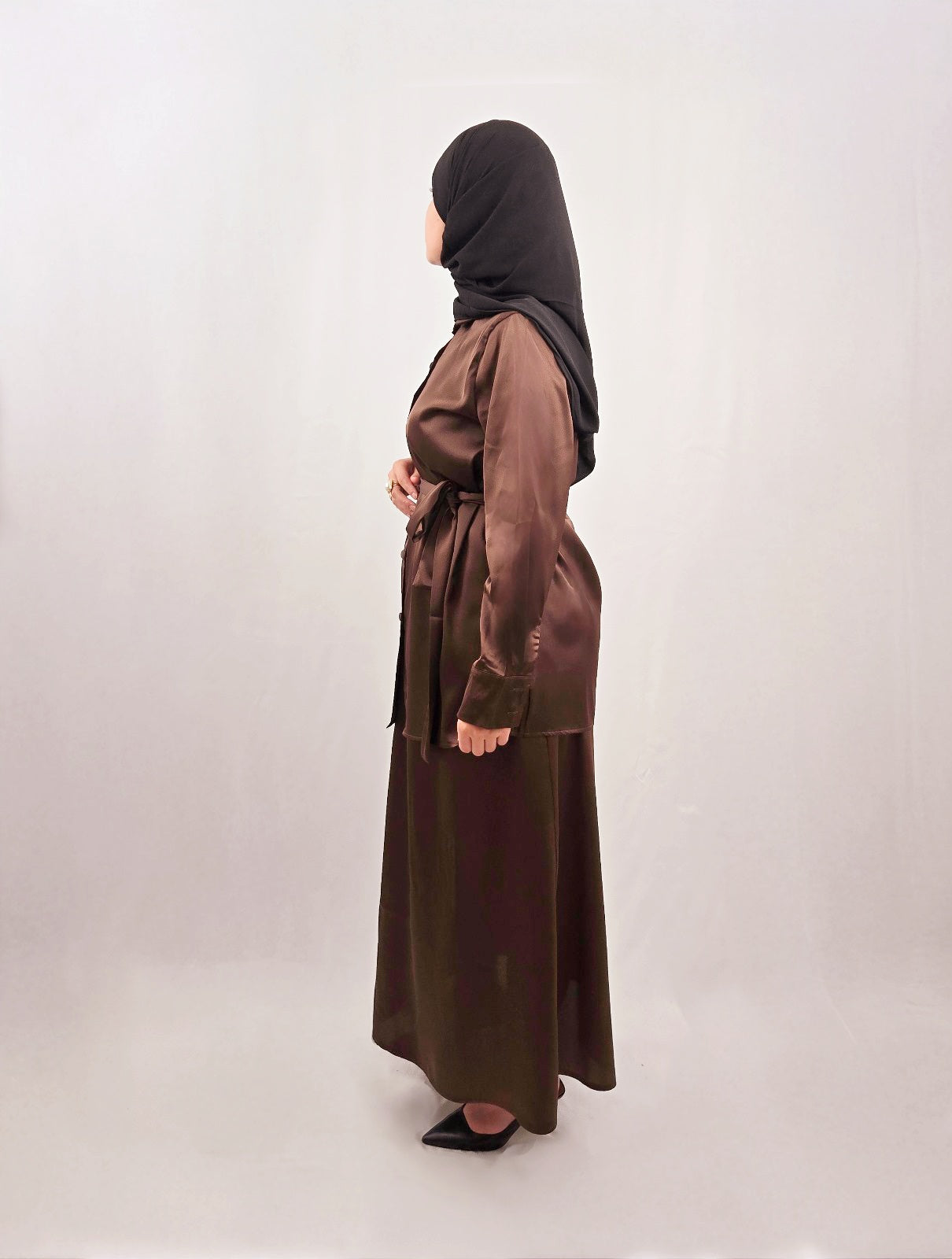 Abaya Joud Satin Marron