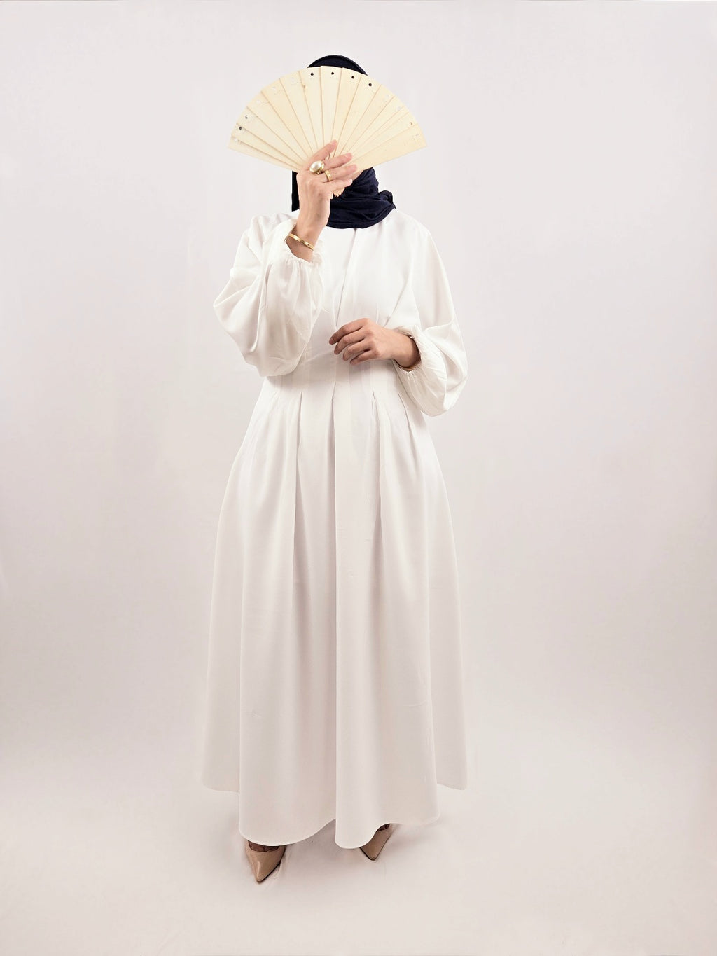 Robe Abaya Ahlam Plissé Blanc