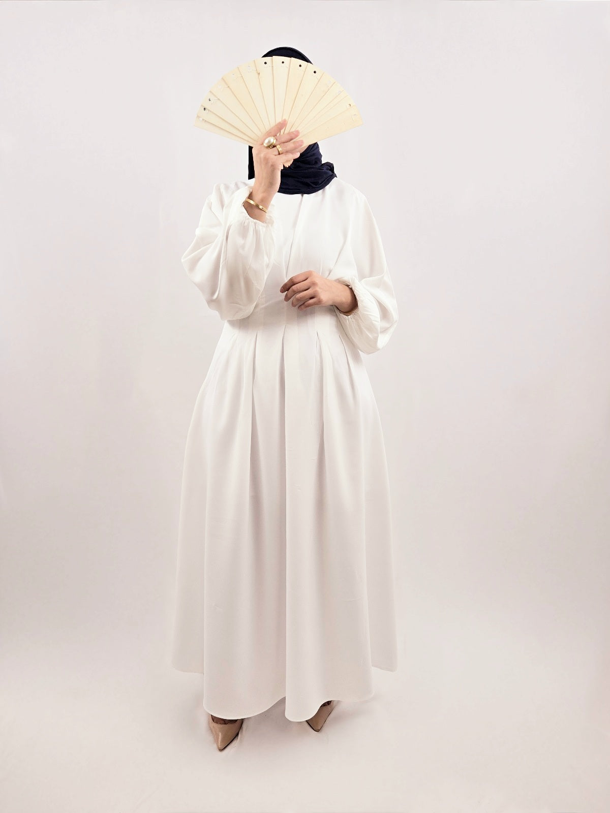 Robe Abaya Ahlam Plissé Blanc