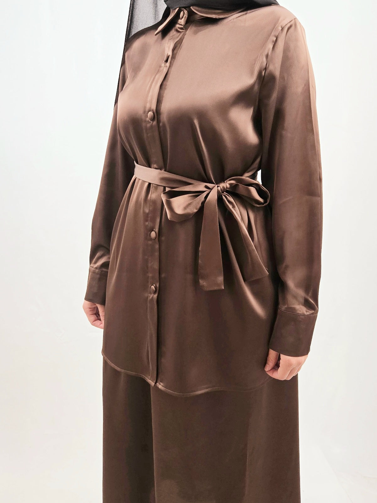 Abaya Joud Satin Marron