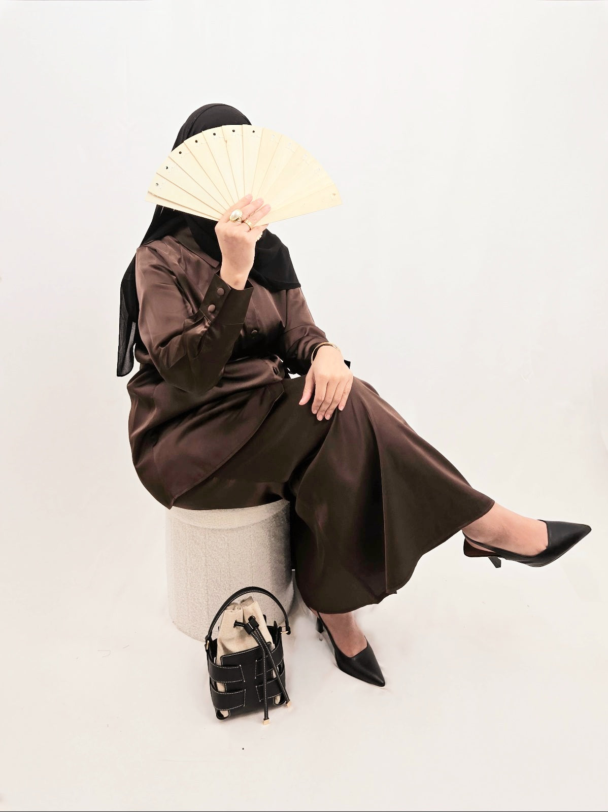Abaya Joud Satin Marron